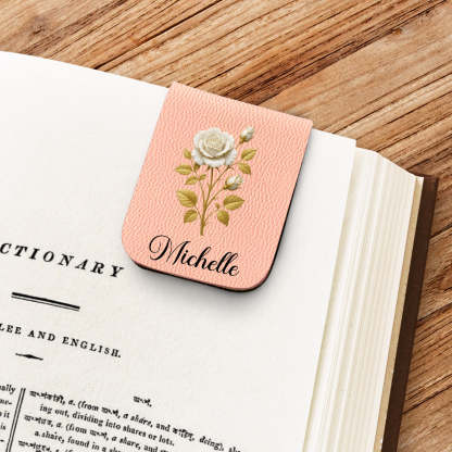 Flower Of The Month - Personalized Custom Leather Bookmark