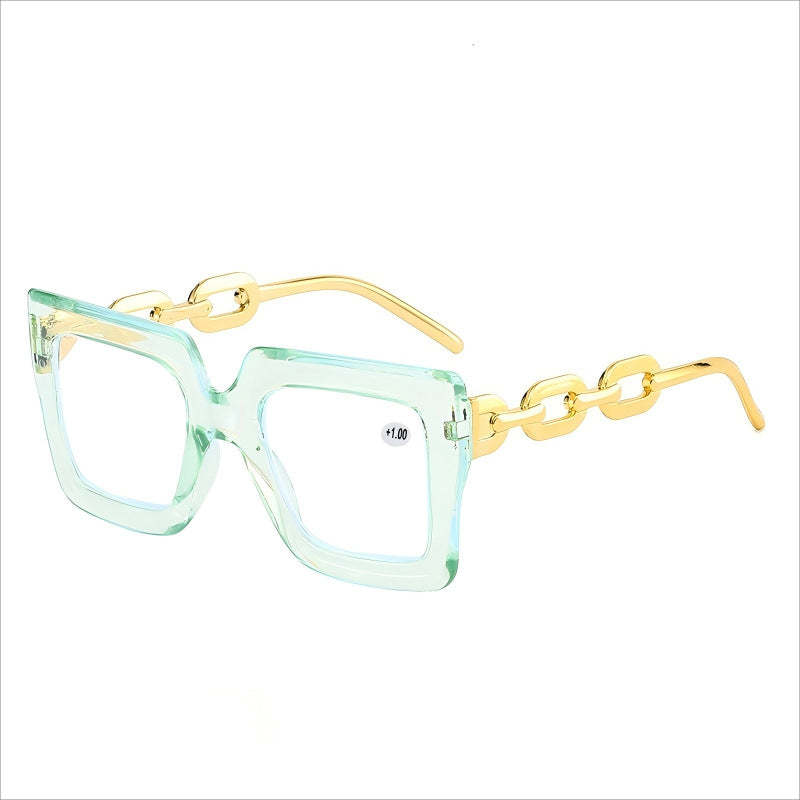 🎈Lastday 70%OFF-Women’s Oversized Square Chain Reading Glasses(1set-6pcs)