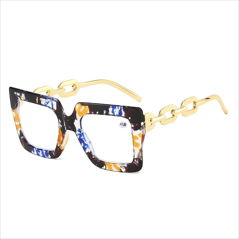 🎈Lastday 70%OFF-Women’s Oversized Square Chain Reading Glasses(1set-6pcs)