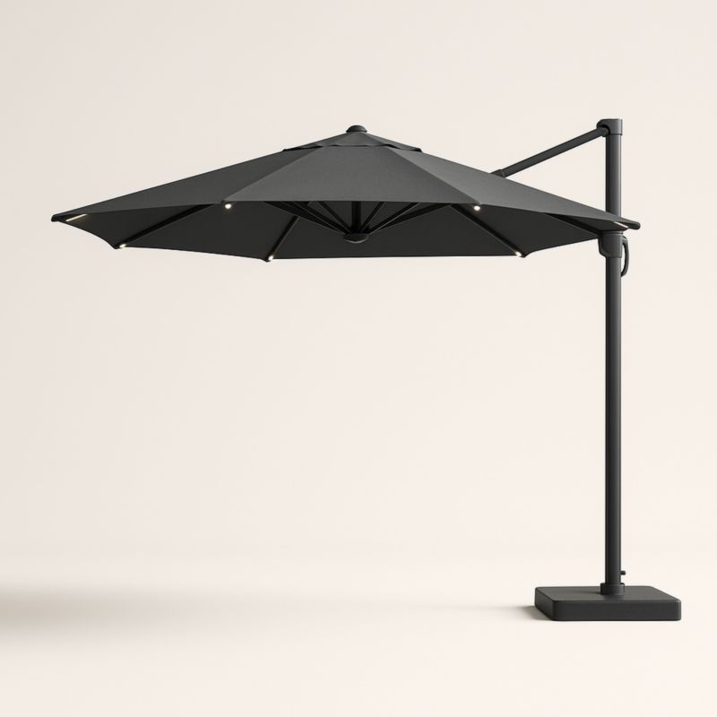Ombrellone rotondo nero in poliestere con struttura in acciaio, 300 cm-Kelonival