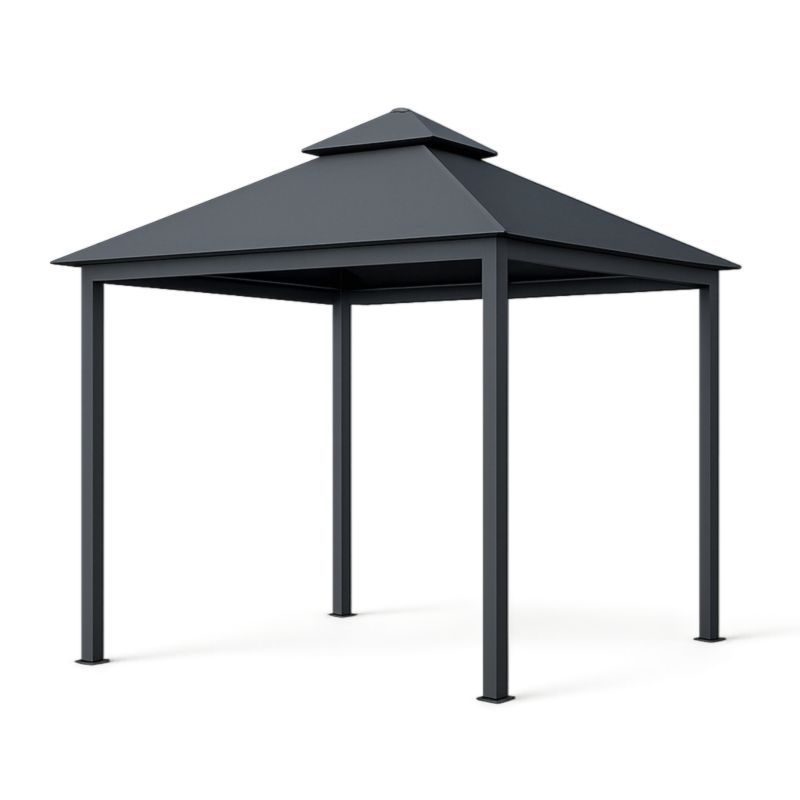 Gazebo in Metallo Antracite Quadrato 300x300 cm-Kelonival