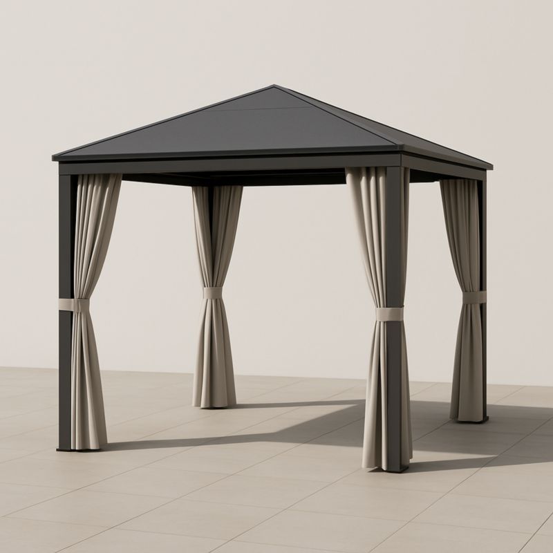 Gazebo da Giardino in Metallo e Tessuto Grigio 300x300x250 cm-Kelonival
