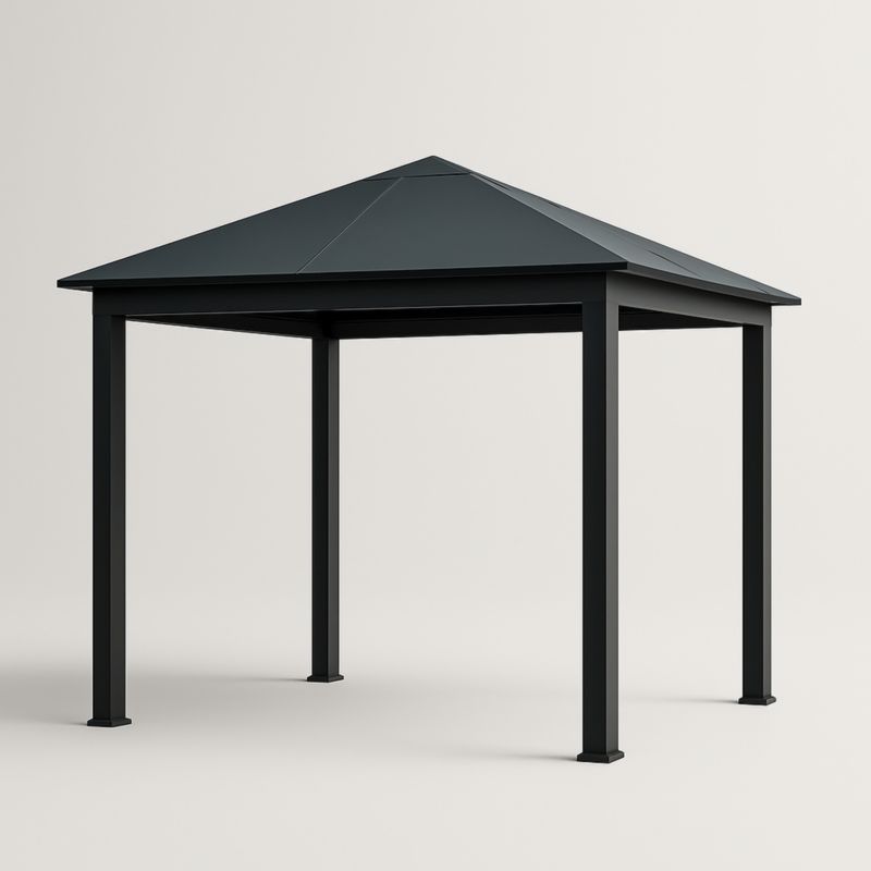 Gazebo in Alluminio Nero Tetto Piramidale 300x300 cm-Kelonival