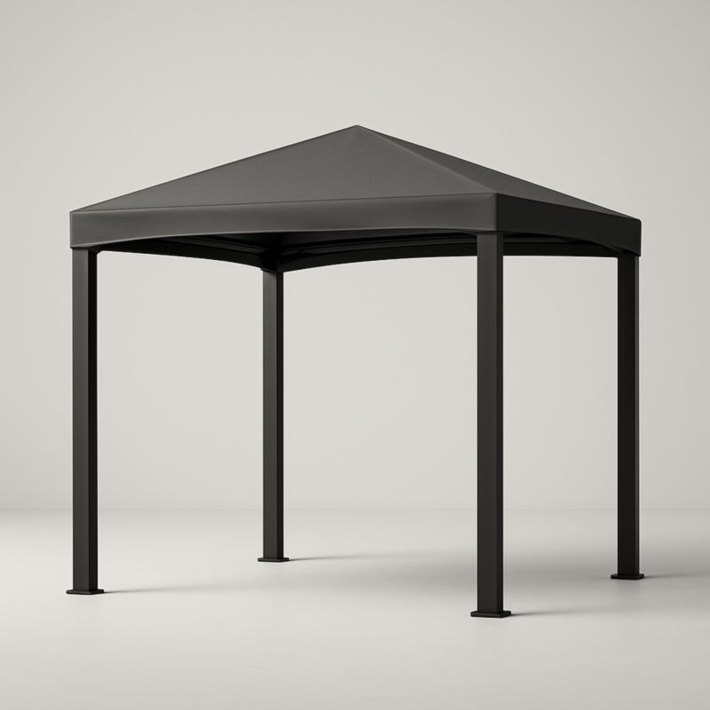 Gazebo da Esterno Nero Metallo Poliestere 3x3m-Kelonival