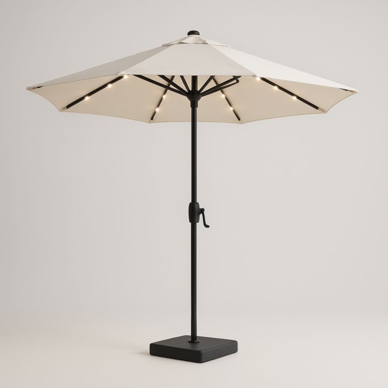 Ombrellone beige in poliestere con luce LED-Kelonival