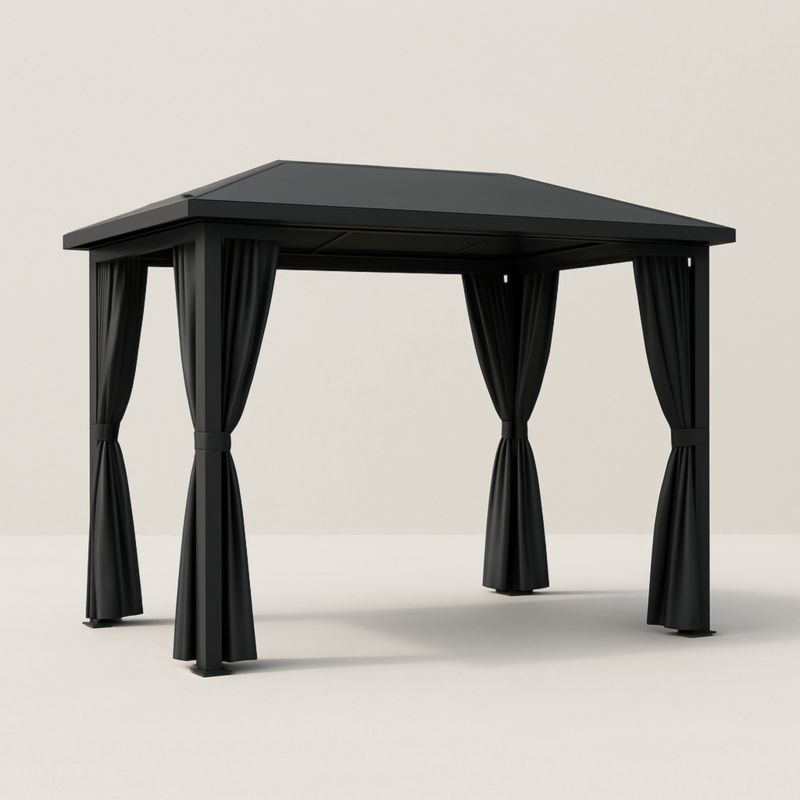 Gazebo da Giardino in Alluminio e Poliestere Nero 300x300x250 cm-Kelonival