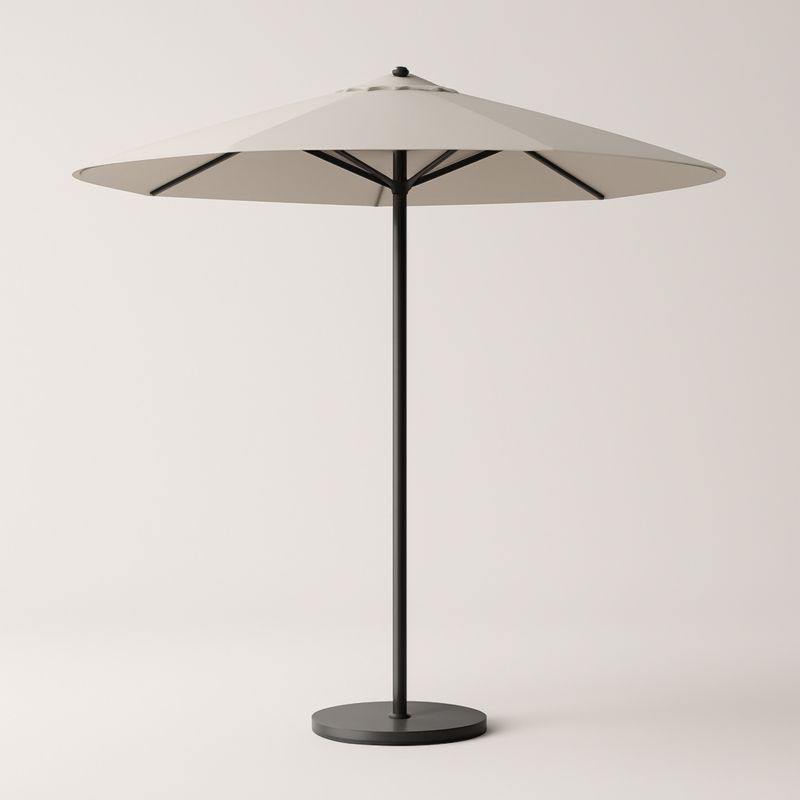 Ombrellone rotondo beige in poliestere con palo in acciaio da 3 m-Kelonival