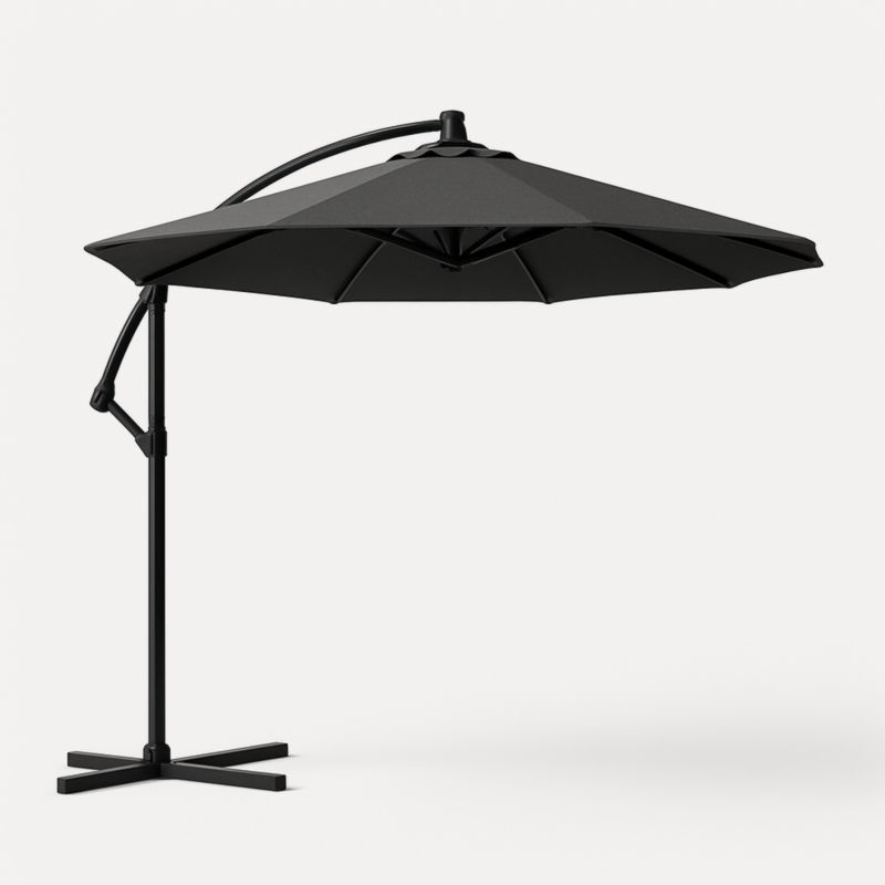 Ombrellone nero in poliestere, diametro 300 cm-Kelonival