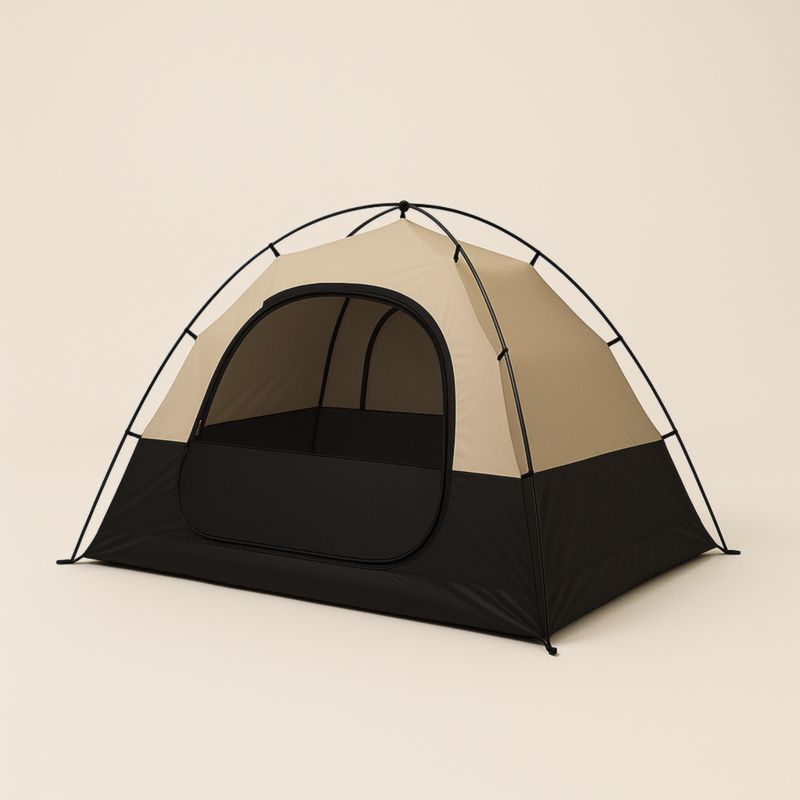 Tenda a Cupola in Poliestere Beige/Nera per 2 Persone 200x150x120 cm-Kelonival