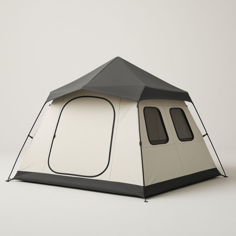 Tenda da Campeggio Rettangolare in Poliestere Beige e Grigio-Kelonival