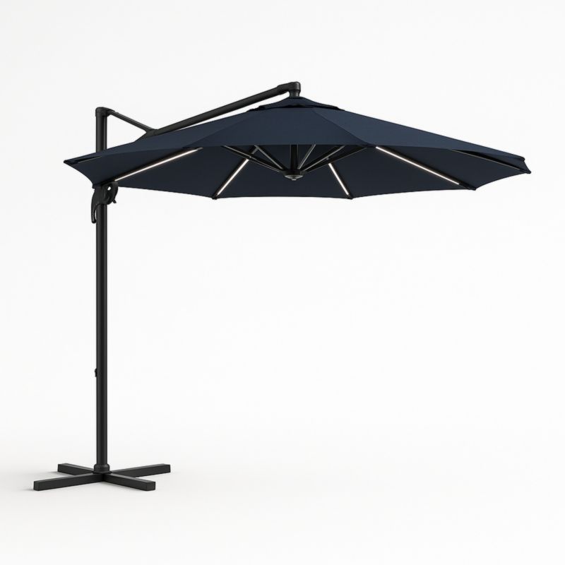 Ombrellone in acciaio con telo in poliestere, braccio decentrato, diametro 300 cm, colore blu-Kelonival