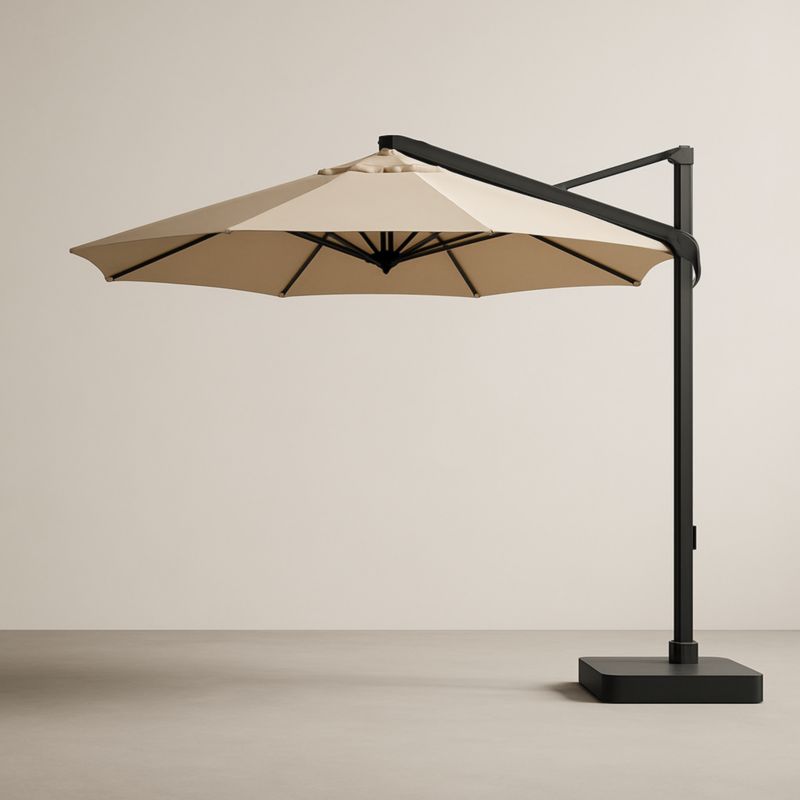 Ombrellone in alluminio con telo in poliestere beige, diametro 350 cm-Kelonival