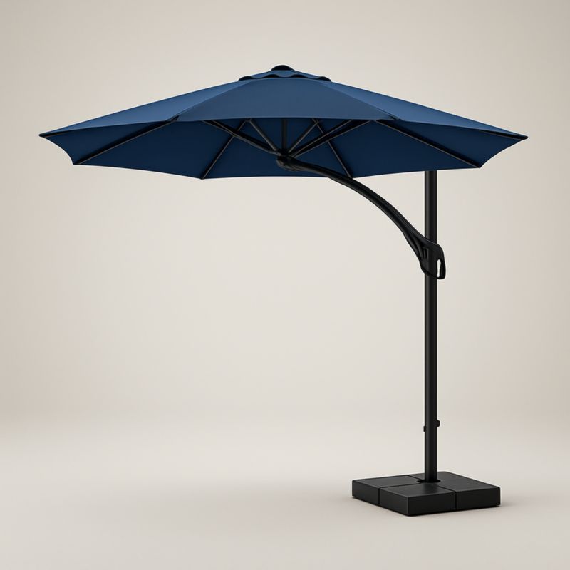Ombrellone in poliestere blu con struttura in alluminio-Kelonival