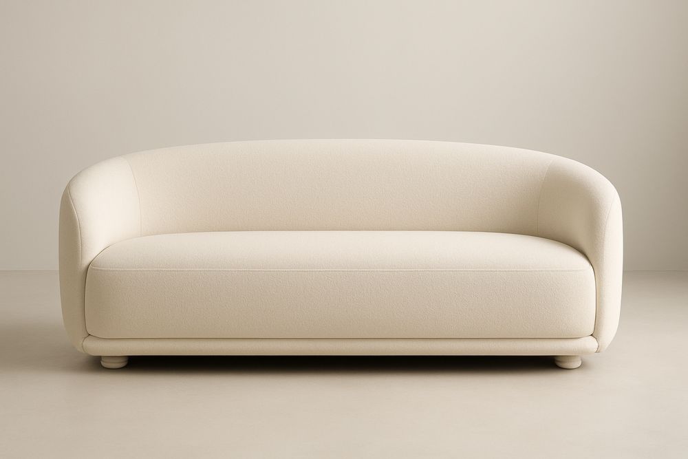 Canapé 3 places en tissu bouclé écru 200x85x75 cm(L×l×H)