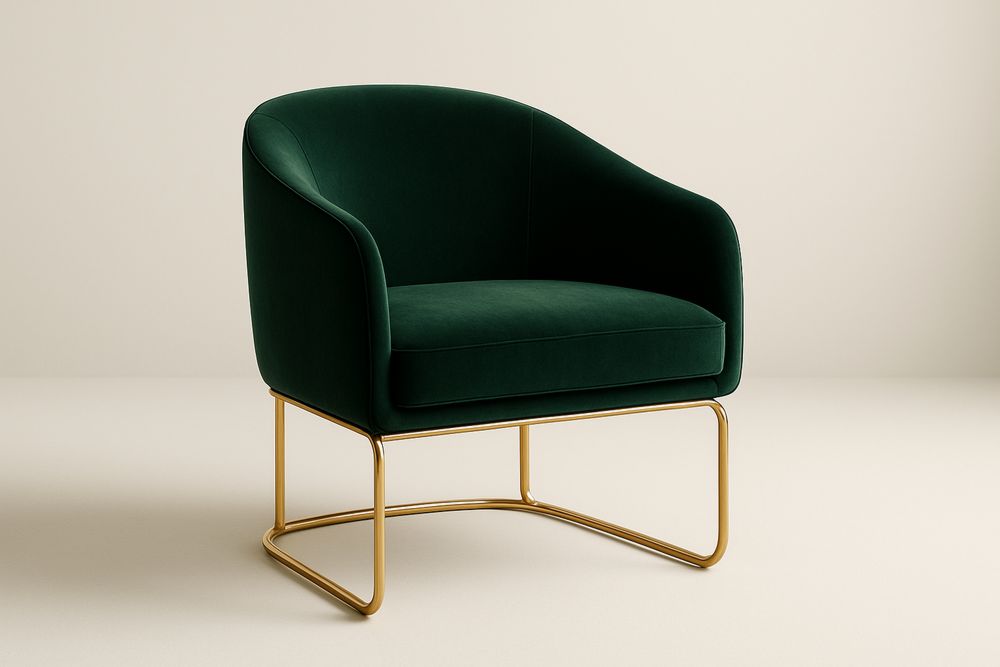 Fauteuil Velours Vert Structure Dorée