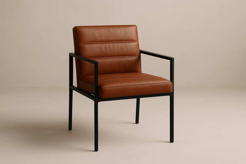 Fauteuil en cuir synthétique avec une structure en acier noir