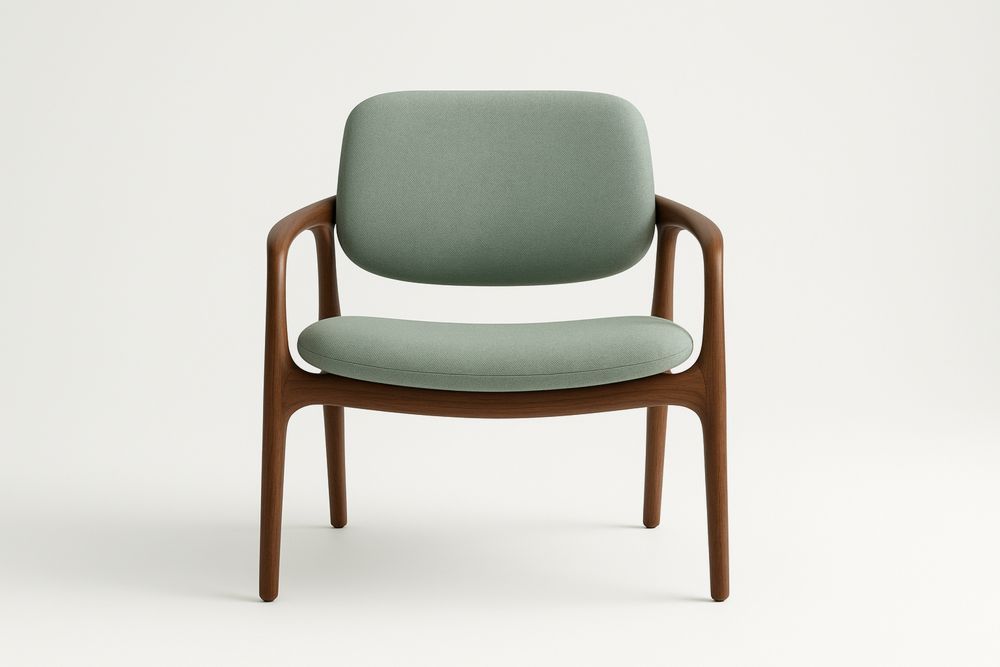 Fauteuil en bois massif avec rembourrage en tissu polyester vert 75x70x70cm(H×l×P)