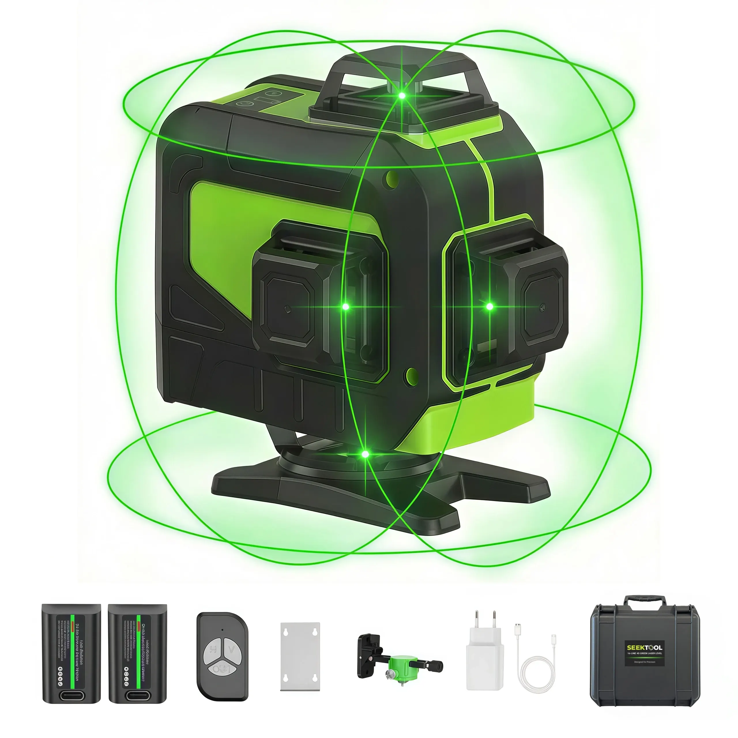 SEEKTOOL LX360 Pro 4 × 360° vihreä ristilinjalaser