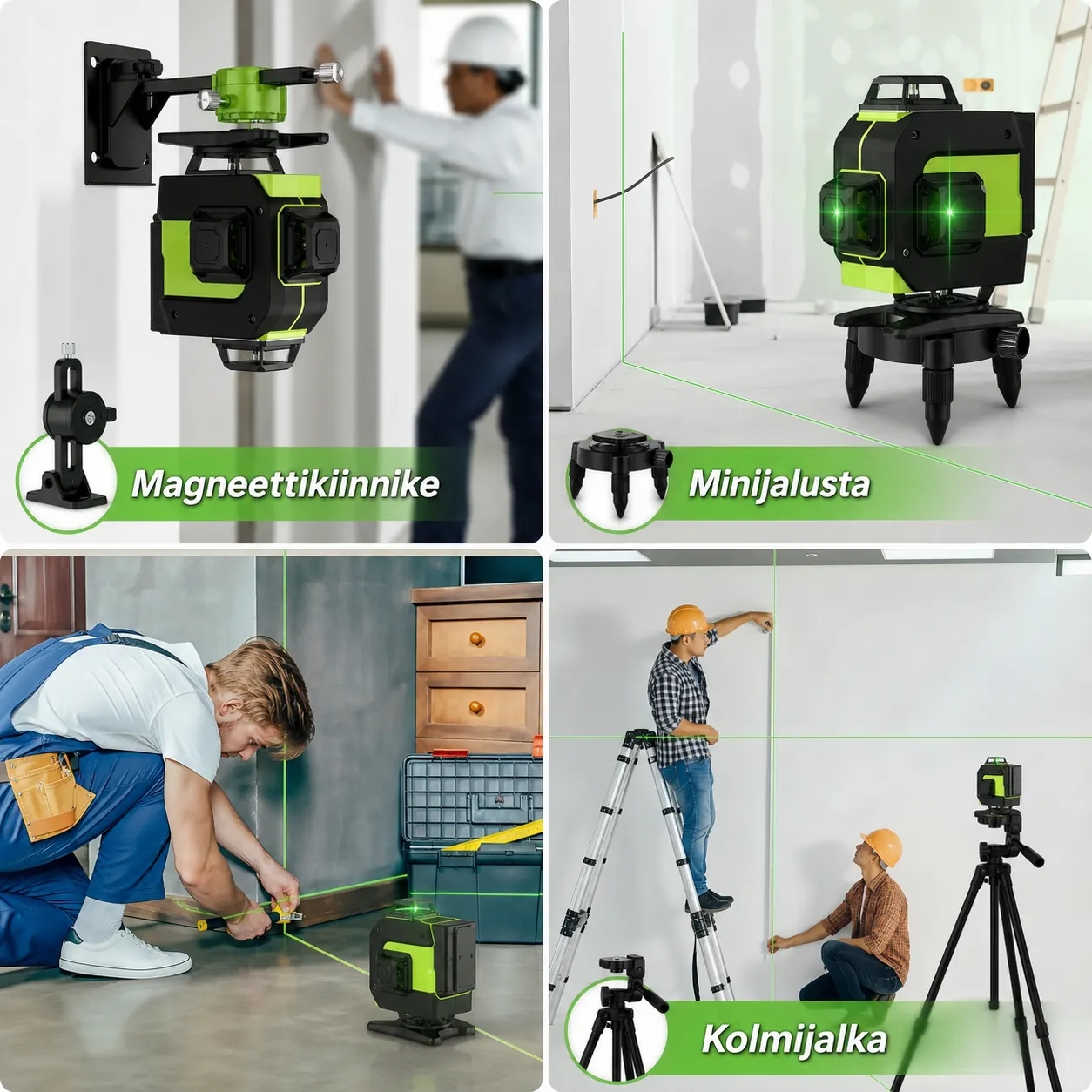 SEEKTOOL LX360 Pro 4 × 360° vihreä ristilinjalaser