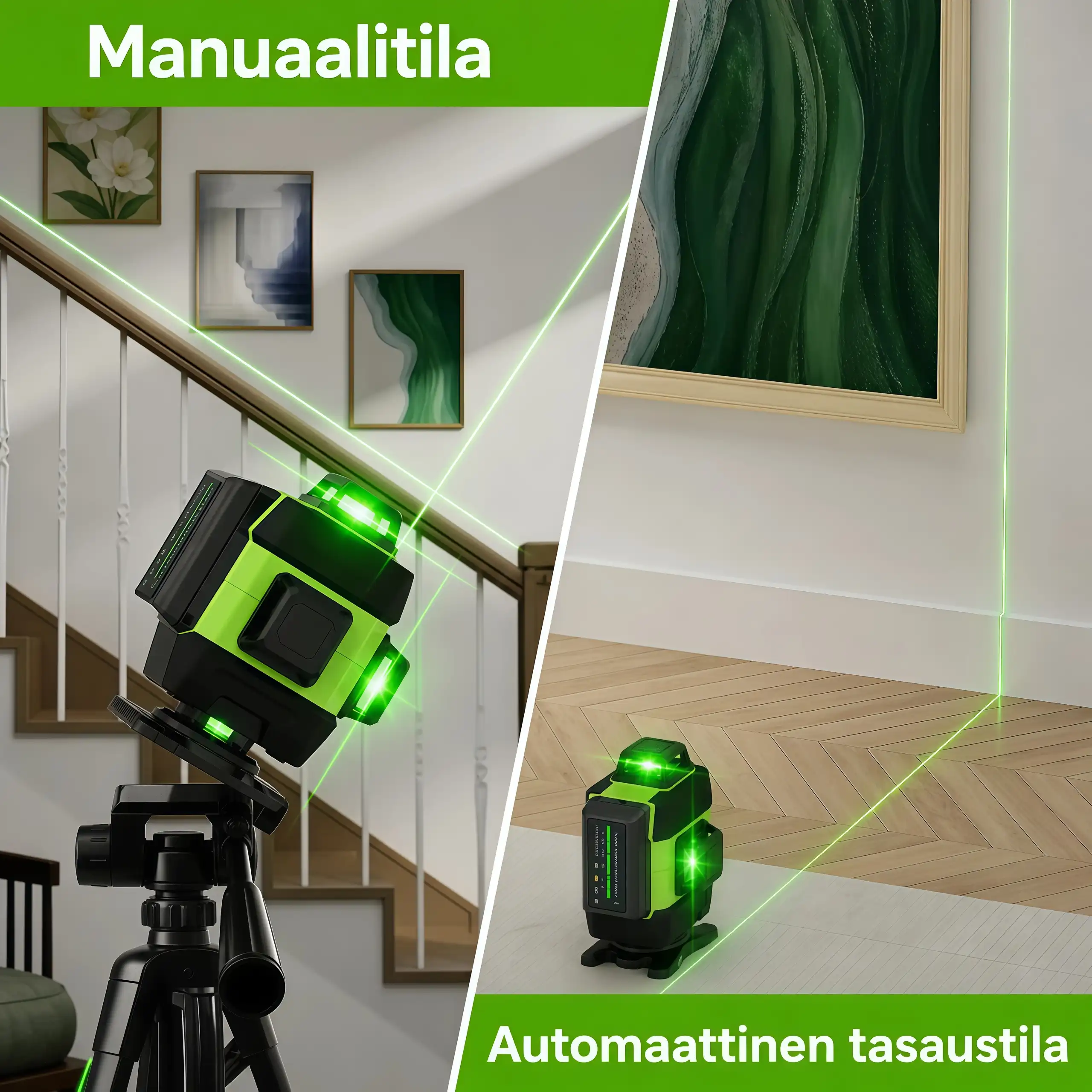 SEEKTOOL LX360 Pro 4 × 360° vihreä ristilinjalaser