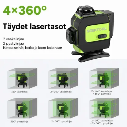 SEEKTOOL LX360 Pro 4 × 360° vihreä ristilinjalaser