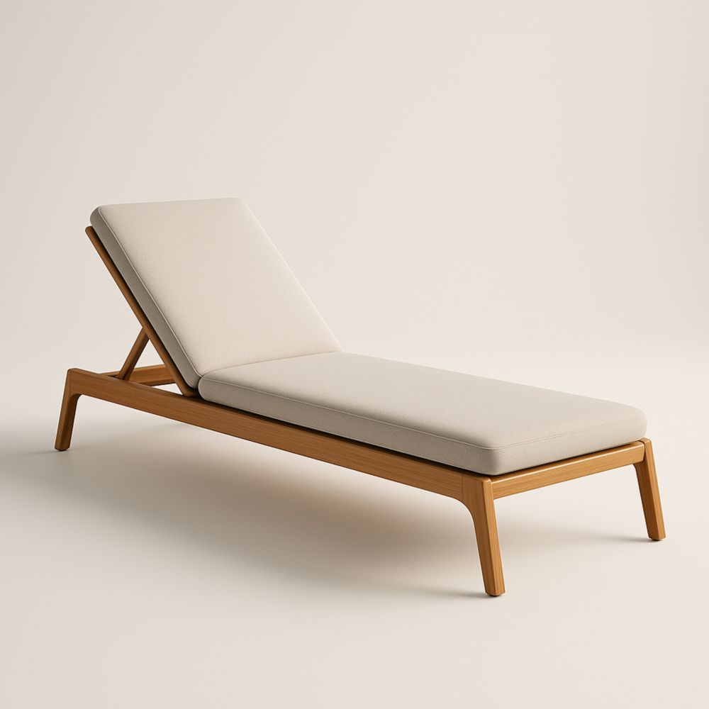 Bain de Soleil Réglable en Bois et Tissu Beige-Selorivta