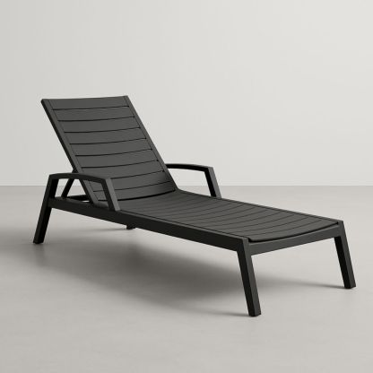 Chaise Longue de Jardin en Aluminium Noir avec Dossier Réglable-Selorivta