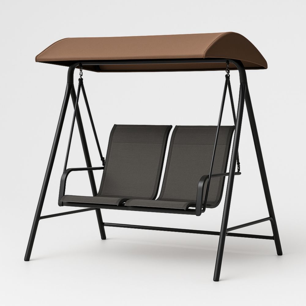 Balançoire en métal deux places Brun/Noir-Selorivta