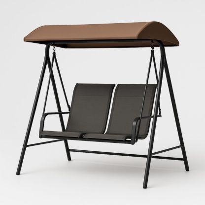 Balançoire en métal deux places Brun/Noir-Selorivta
