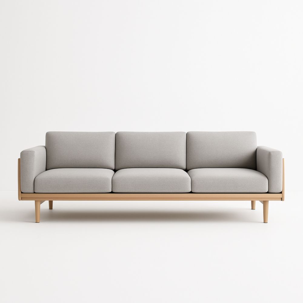 Canapé 3 places en tissu avec cadre en bois-Selorivta