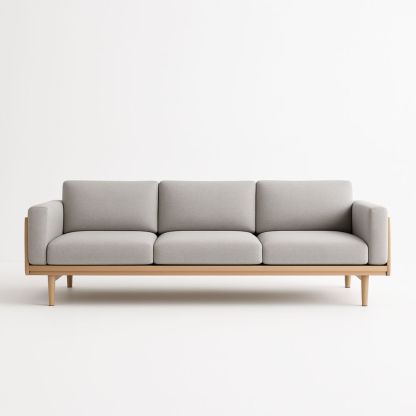 Canapé 3 places en tissu avec cadre en bois-Selorivta