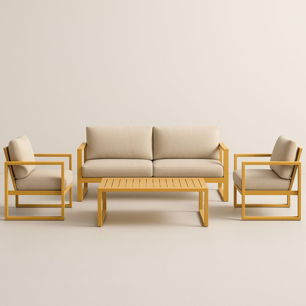 Ensemble de Salon Extérieur en Aluminium avec Coussins Beige-Selorivta