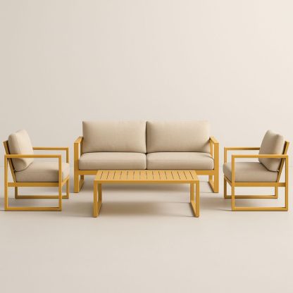 Ensemble de Salon Extérieur en Aluminium avec Coussins Beige-Selorivta