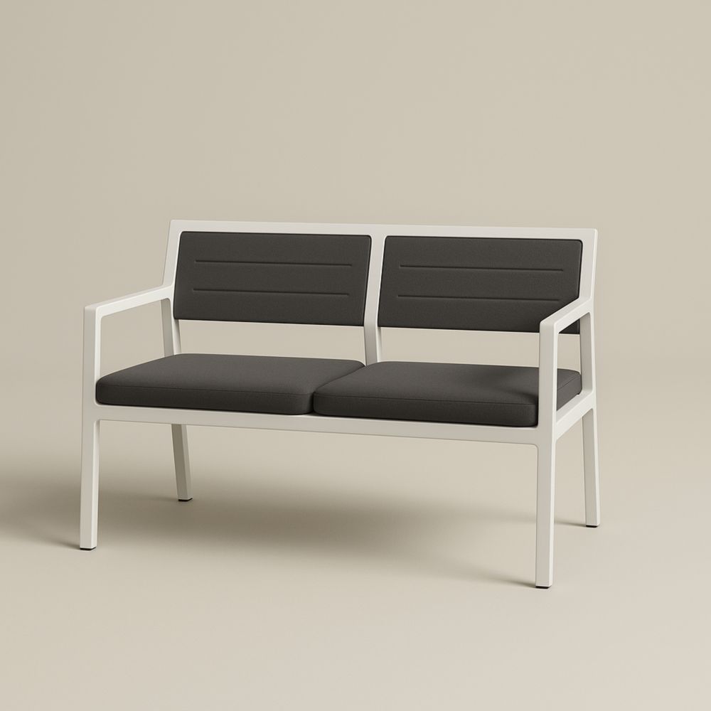 Canapé deux places en aluminium et tissu Blanc/Noir-Selorivta