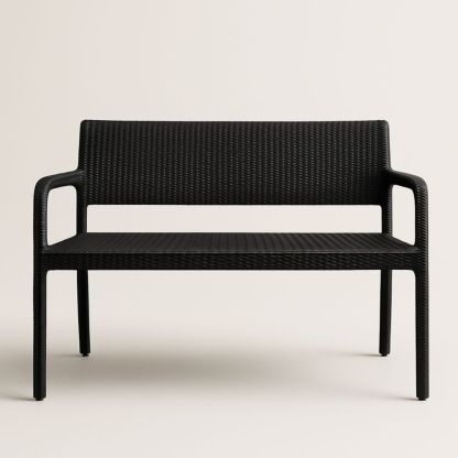 Banc en résine tressée Noir 120x55x86cm-Selorivta