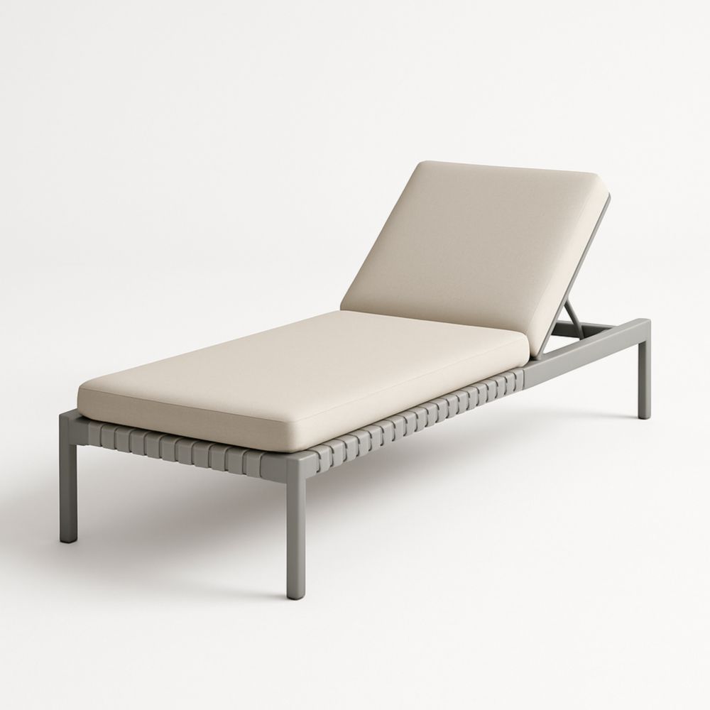 Chaise Longue Réglable Aluminium Coussin Beige-Selorivta