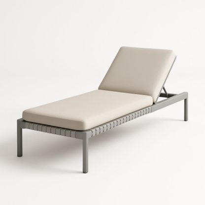 Chaise Longue Réglable Aluminium Coussin Beige-Selorivta