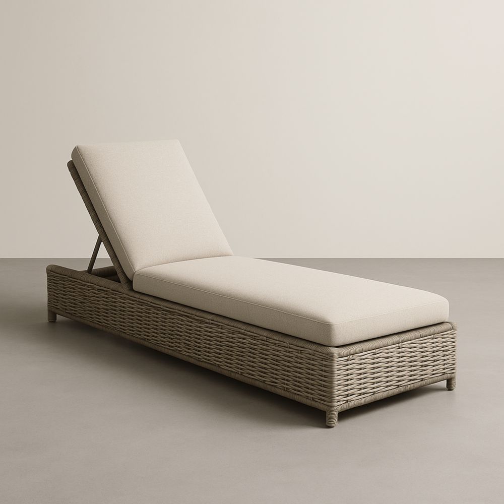 Chaise Longue Réglable en Résine Beige-Selorivta