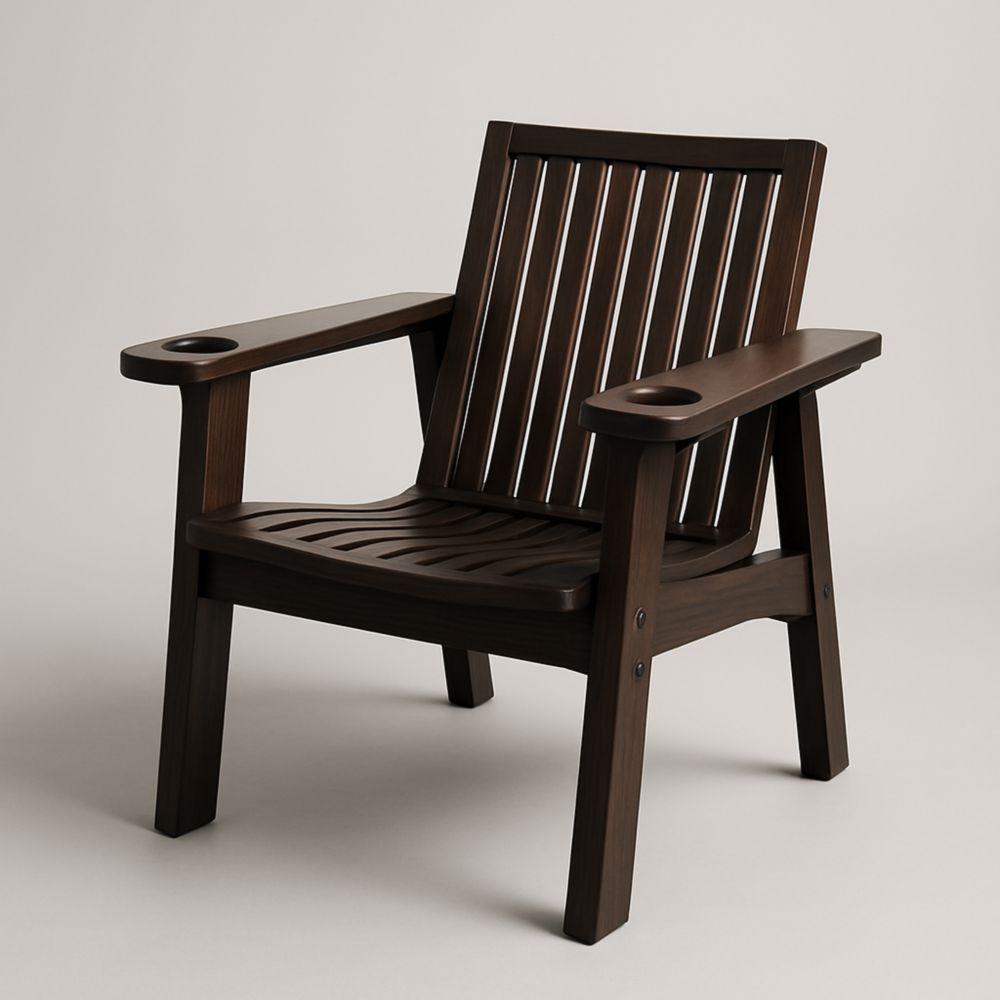 Chaise en Bois Massif Marron avec Porte-gobelets-Selorivta