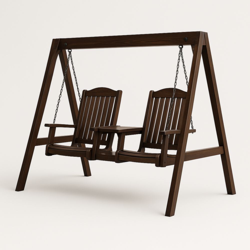 Balançoire de jardin en bois avec chaînes en acier galvanisé-Selorivta