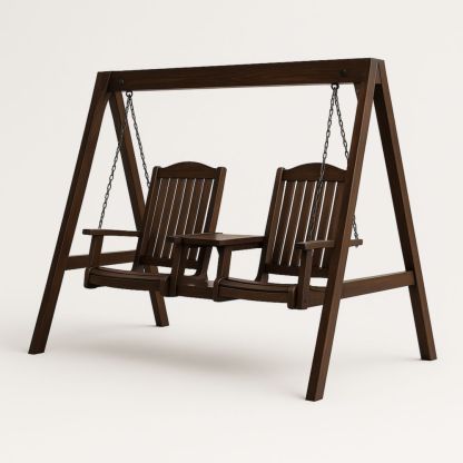 Balançoire de jardin en bois avec chaînes en acier galvanisé-Selorivta