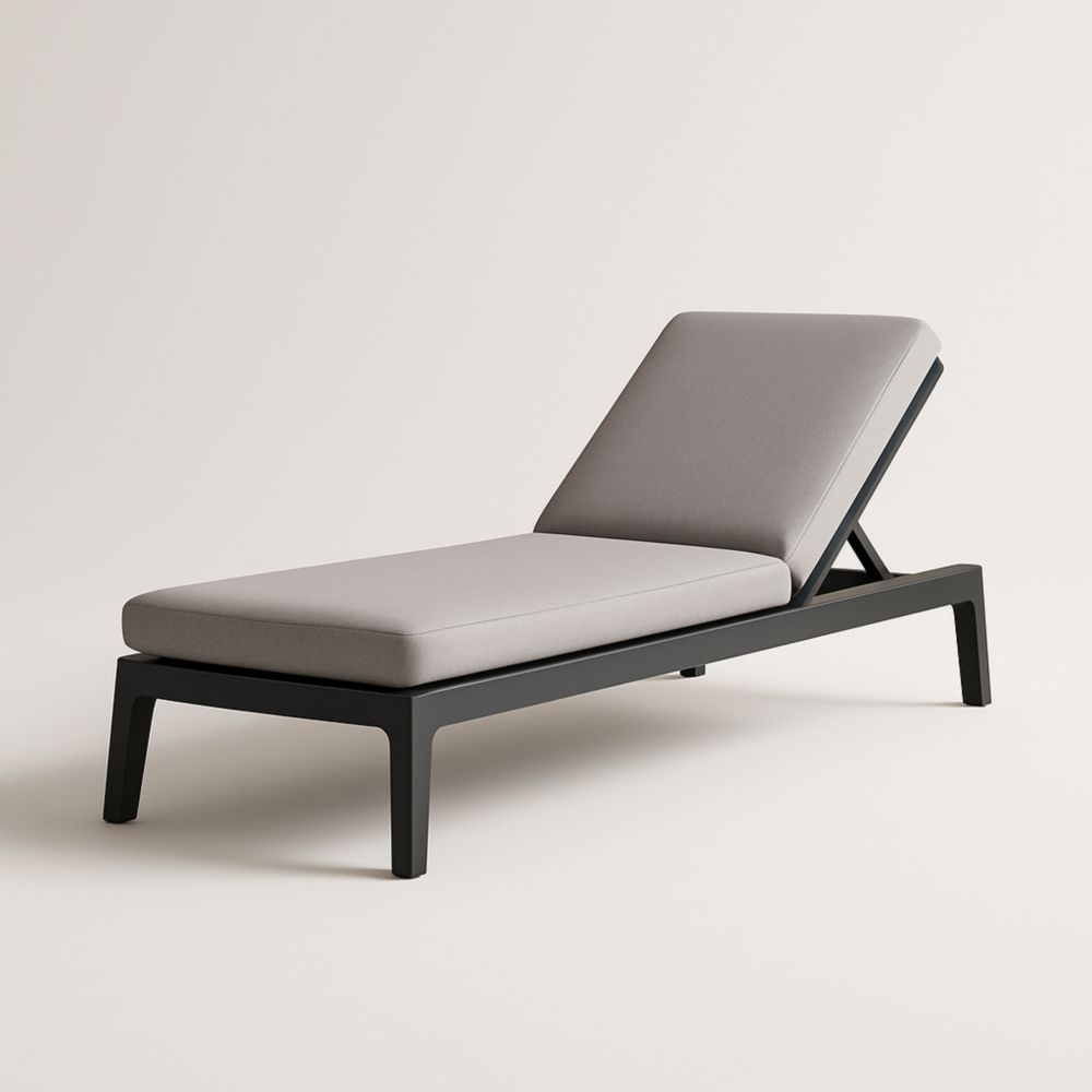 Chaise Longue Réglable en Aluminium 200x70x35 cm Noir et Gris-Selorivta