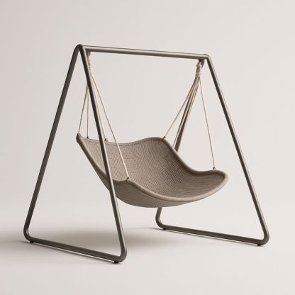 Chaise balançoire d'extérieur en métal et corde Marron-Selorivta