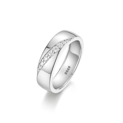 Eros Row Moissanite Men’s Band｜925 Sterling Silver