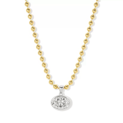 Hailey Bieber Style Oval CZ Beaded Ball Chain Necklace & Earrings Set