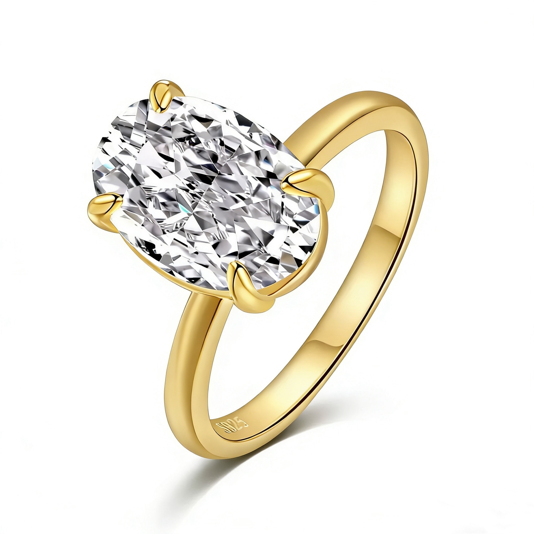 Oval Diamond Ring | 925 Sterling Silver