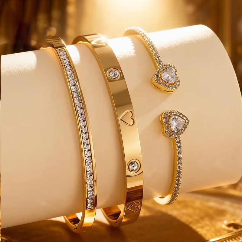 Heart Trio Bangle Set