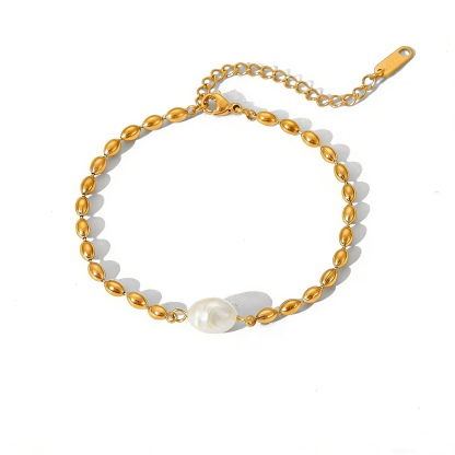 Golden Pearl Charm Bracelet
