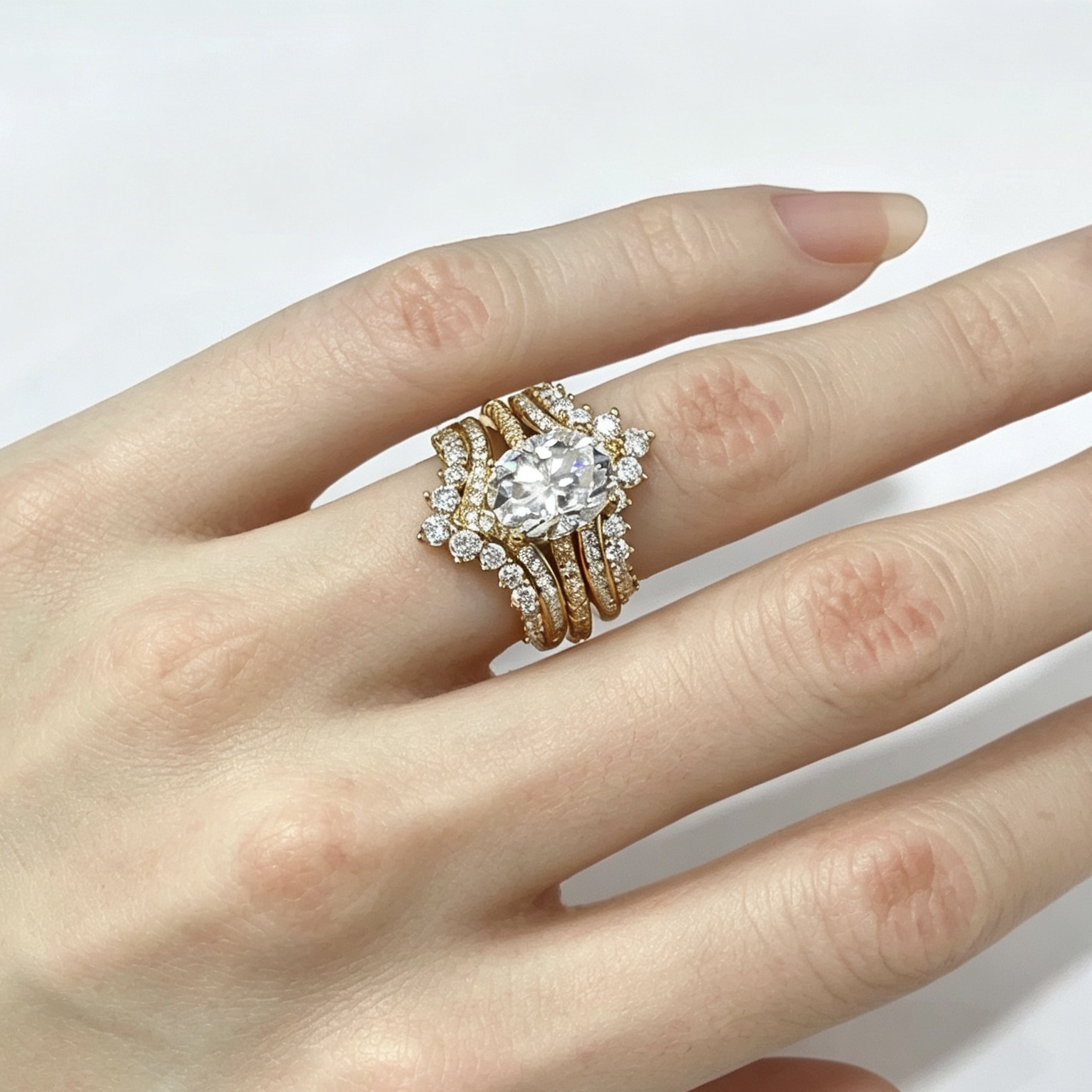 Celestia Oval Crown Moissanite Ring ｜925 Sterling Silver