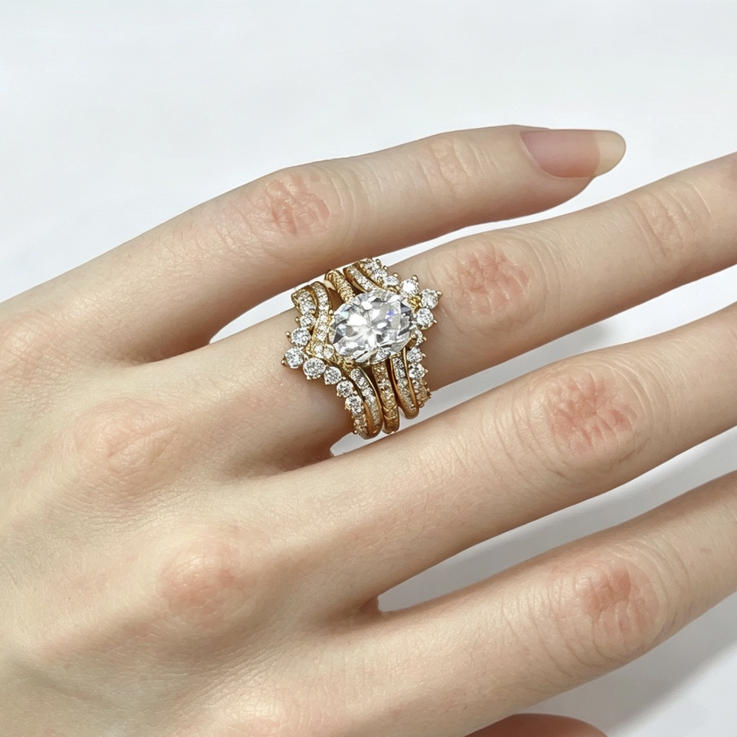 Celestia Oval Crown Moissanite Ring ｜925 Sterling Silver